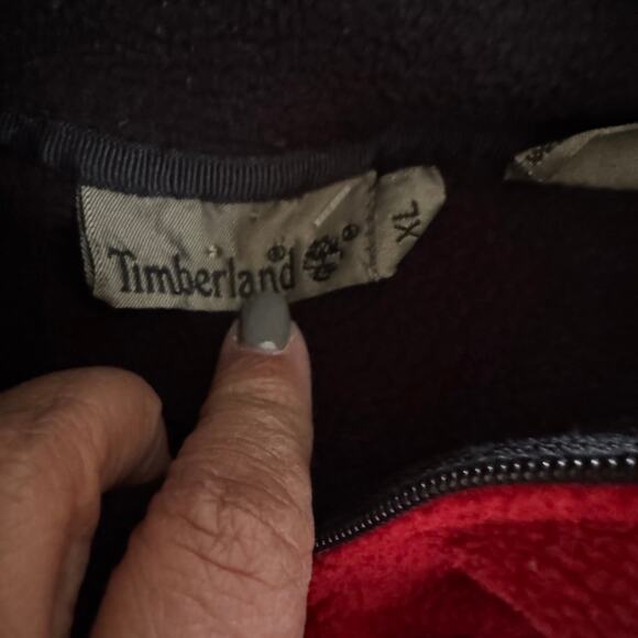 Timberland Jacket Men's Red  1/4 Zip Long Sleeve Fleece Sz XL - Picture 5 of 9